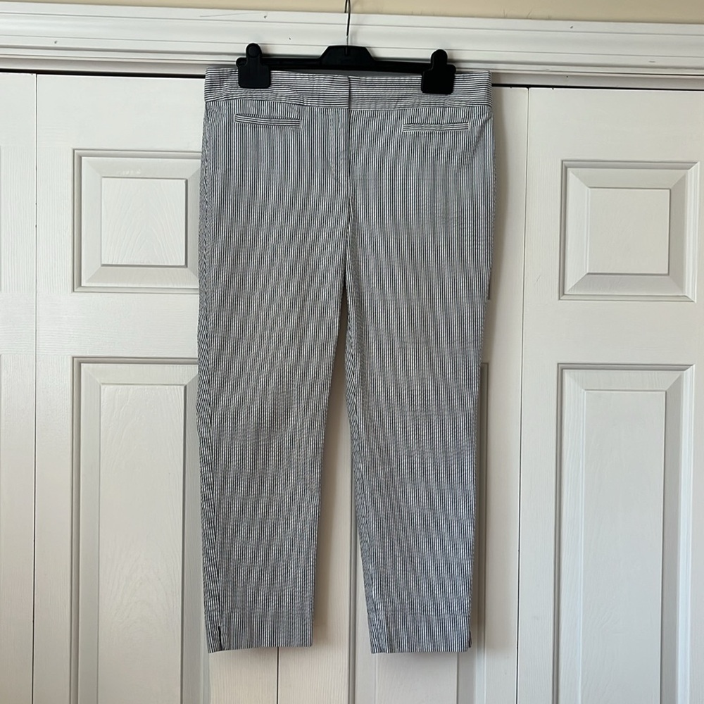 Ann Taylor Seersucker blue & white cropped pants Sz 10 - Picture 4 of 9